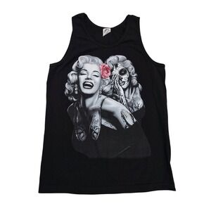 Pro 5 Marilyn Monroe Day of the Dead Sugar Skull Graphic Tank Top Black Medium
